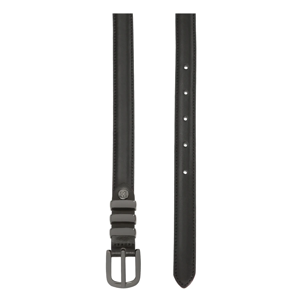 Kazar Zwarte smalle riem met pistool metalen gesp Black Dames