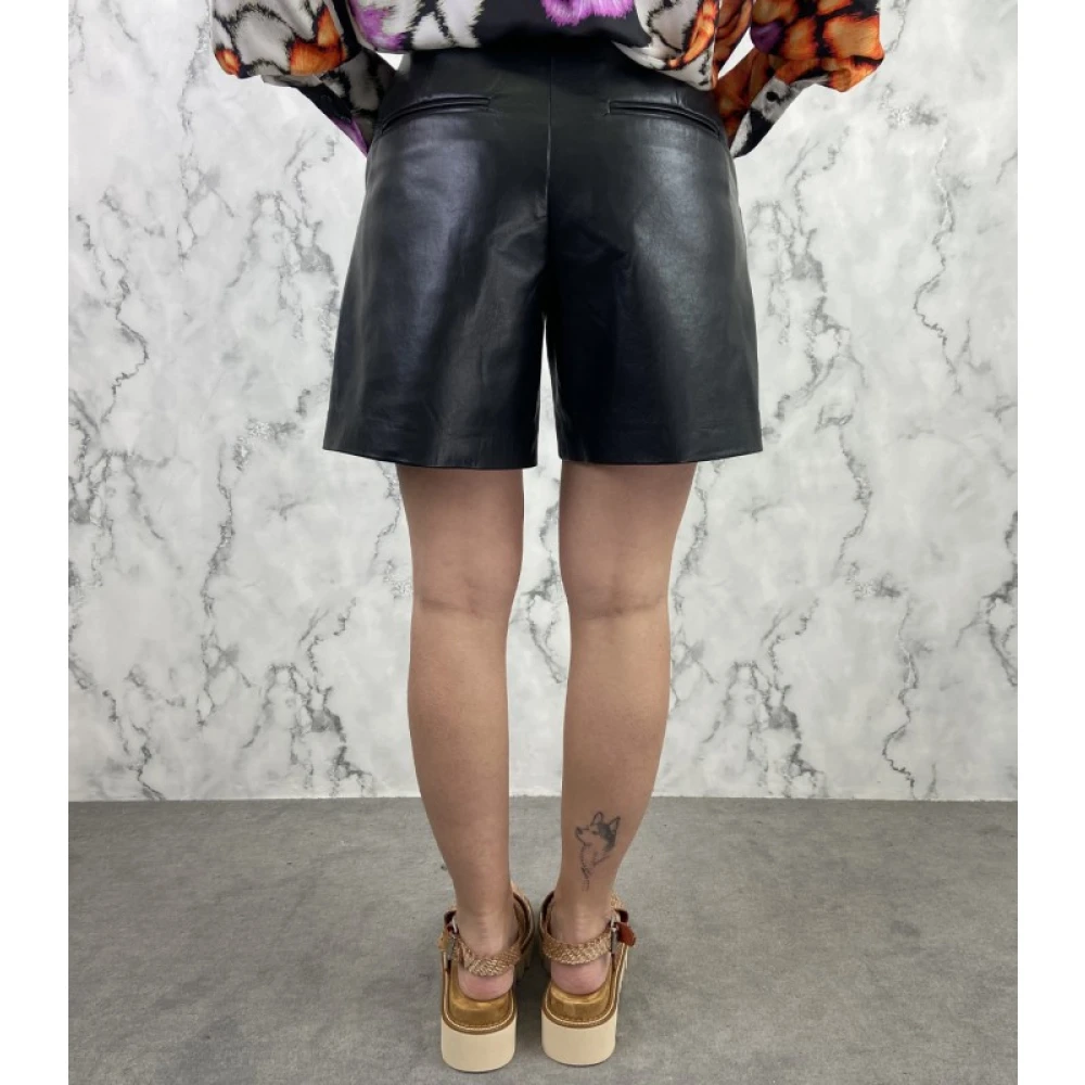 Anine Bing Leren Bermuda Shorts Black Dames