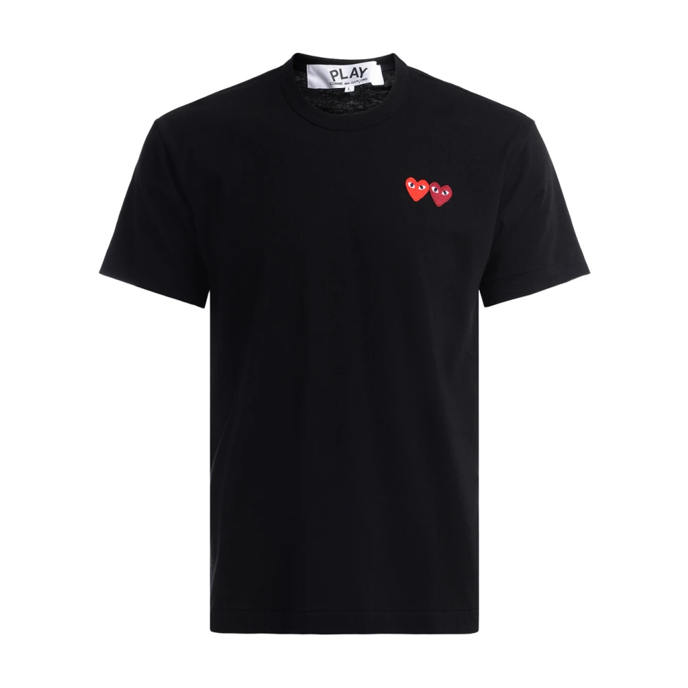 Comme des Garçons Play Svart Bomull T-shirt med Dubbelt Hjärta Black, Herr