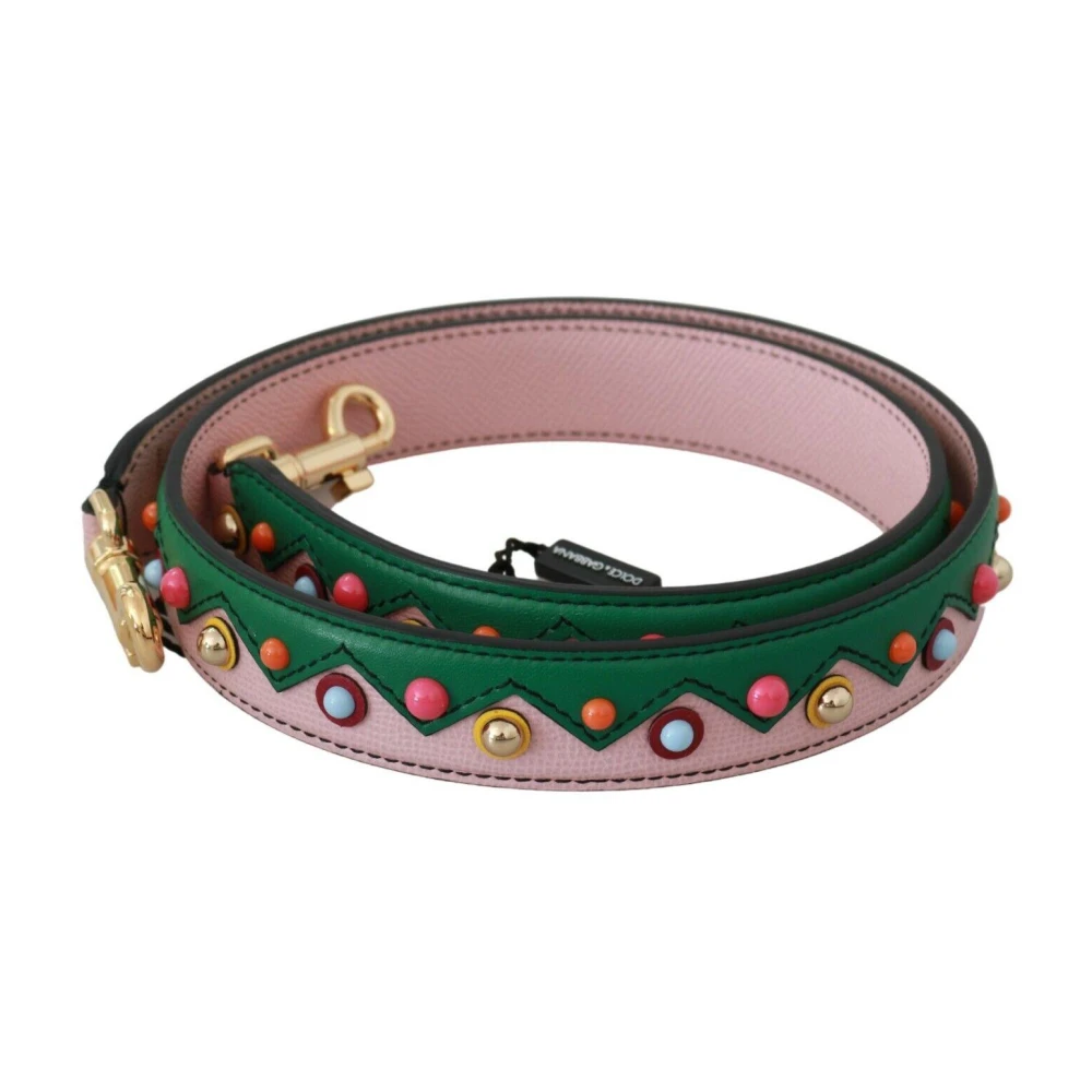 Dolce & Gabbana Leren Schouderband voor Handtas Multicolor Detail Pink Heren