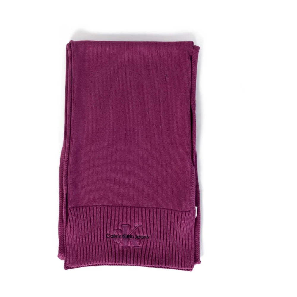 Calvin Klein Jeans Luxe Paarse Katoenen Sjaal Purple Dames