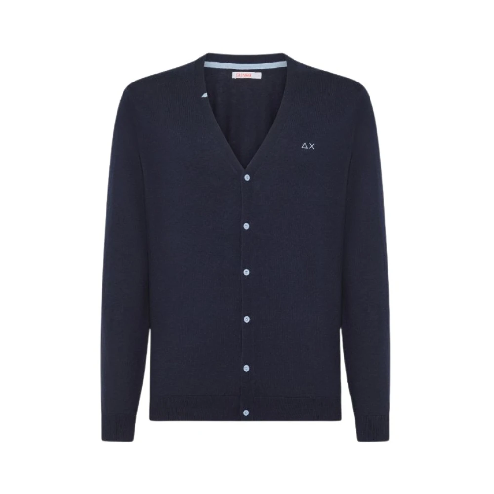 Sun68 Wolmix V-hals Vest Blue Heren