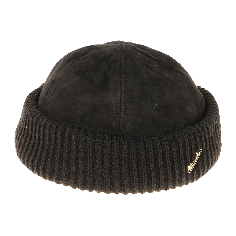 Borsalino Suede Gebreide Beanie met Gewatteerde Voering Brown Heren