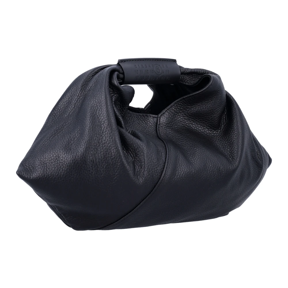 MM6 Maison Margiela Zwarte Korrelige Leren Handtas Black Dames