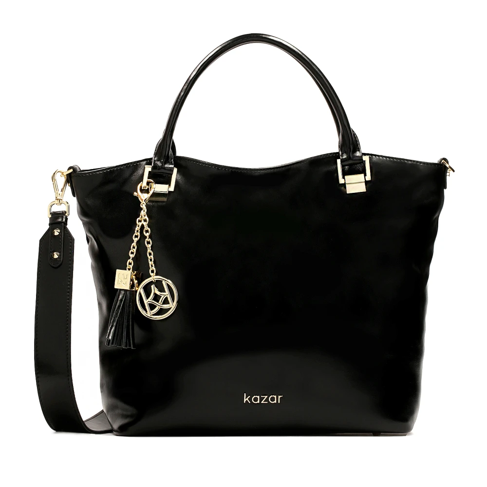 Kazar Grote casual leren handtas Black Dames