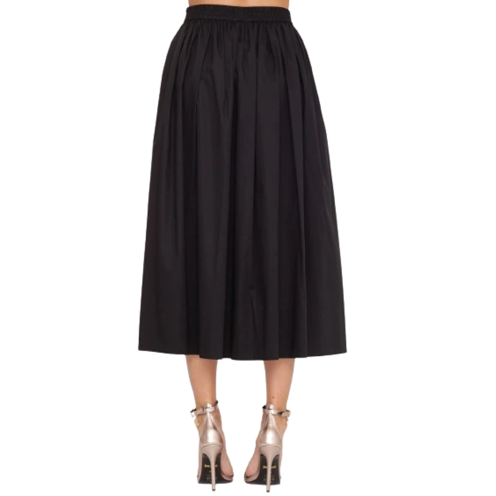 Twinset Zwarte katoenen stretch gerimpelde rok Black Dames