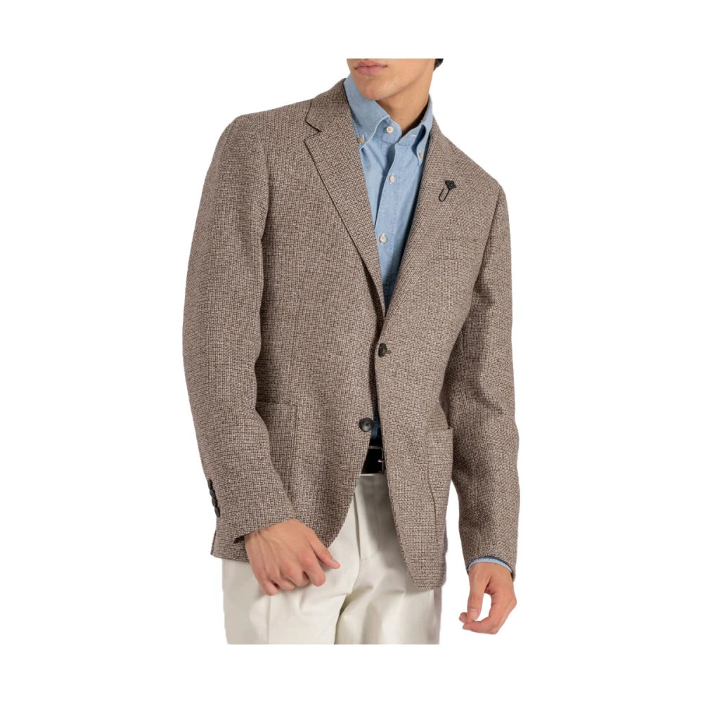 Lardini Kleurrijke Blazer met Zijde en Kasjmier Brown Heren