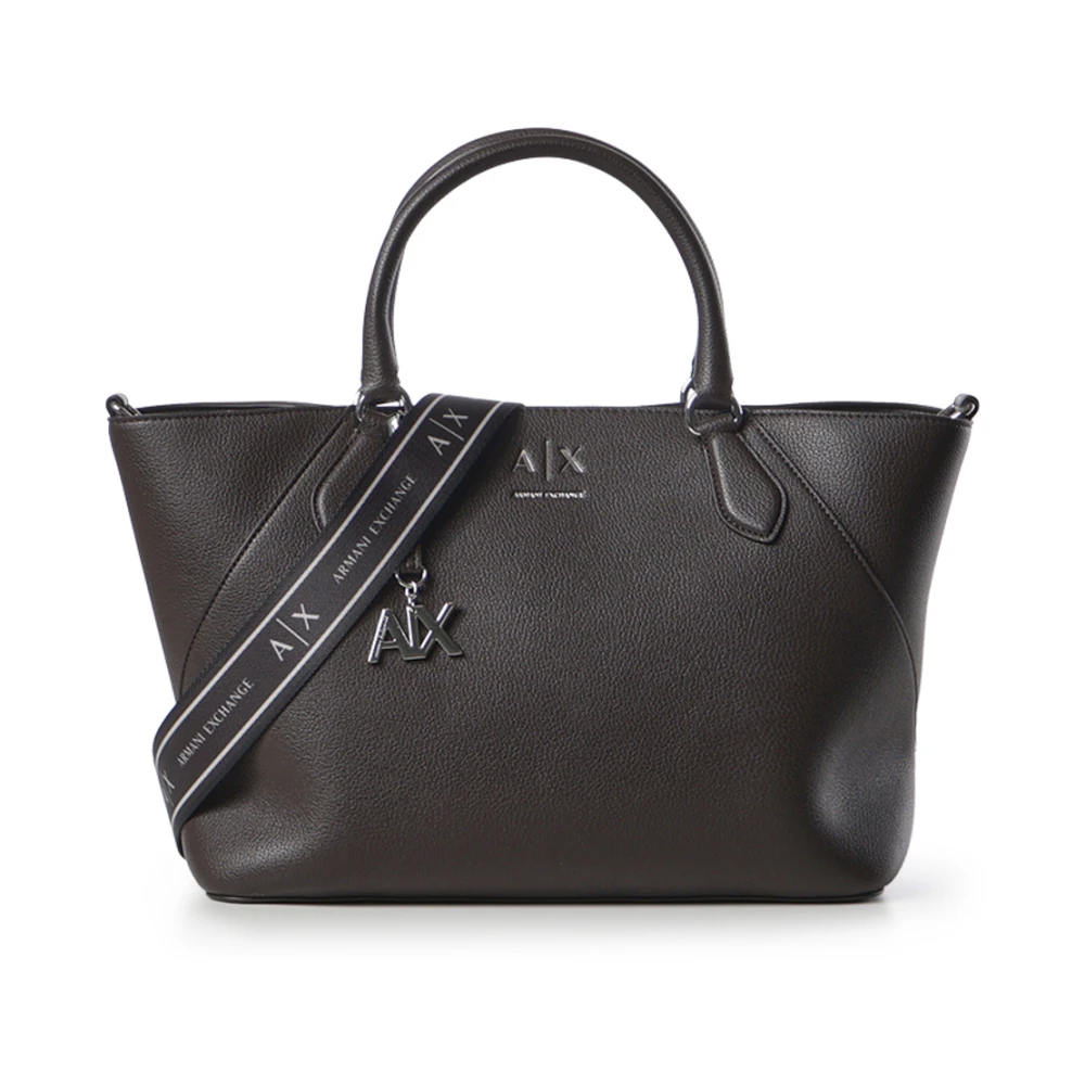 Armani Exchange Donna Marrone Borsa Shopping Con Logo - Immagine 4