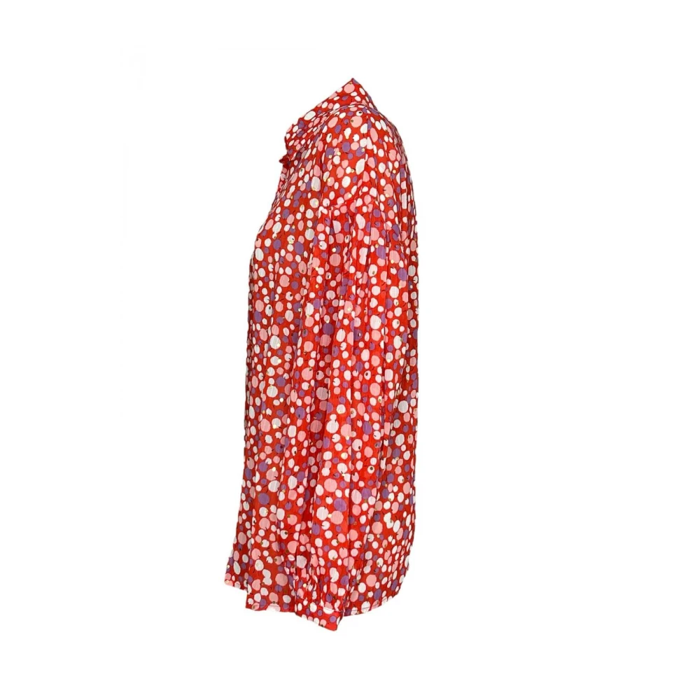 Molly Bracken Gestreept Polyester Pofmouw Blouse Red Dames