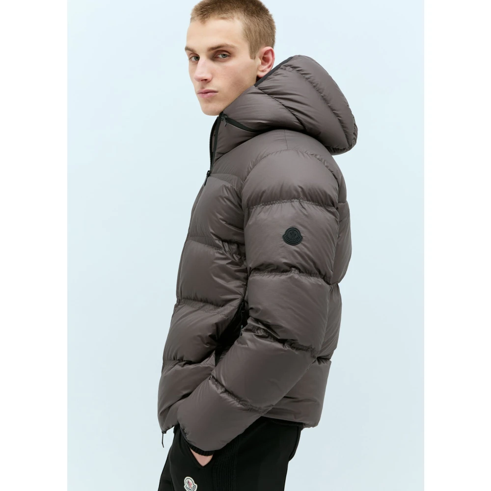 Moncler Ripstop Donsjack met Afneembare Capuchon Brown Heren
