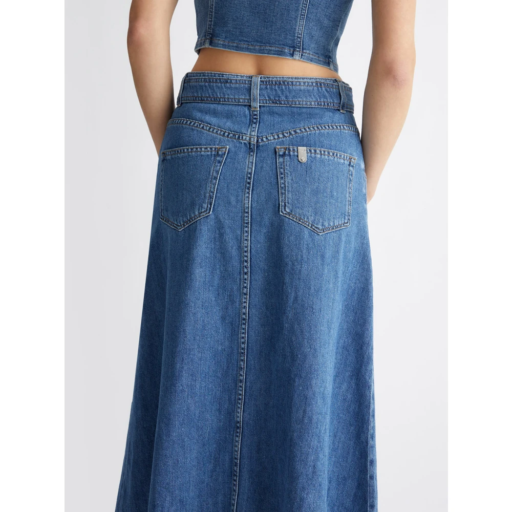 Liu Jo Denim Midi Rok met Juweelgesp Blue Dames