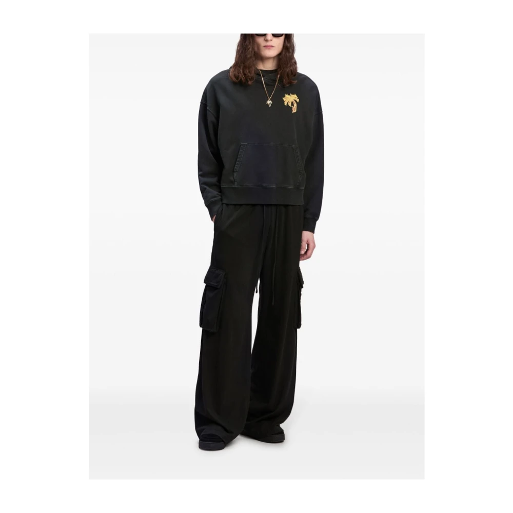 Palm Angels Zwarte Gothic Logo Sweater Black Heren