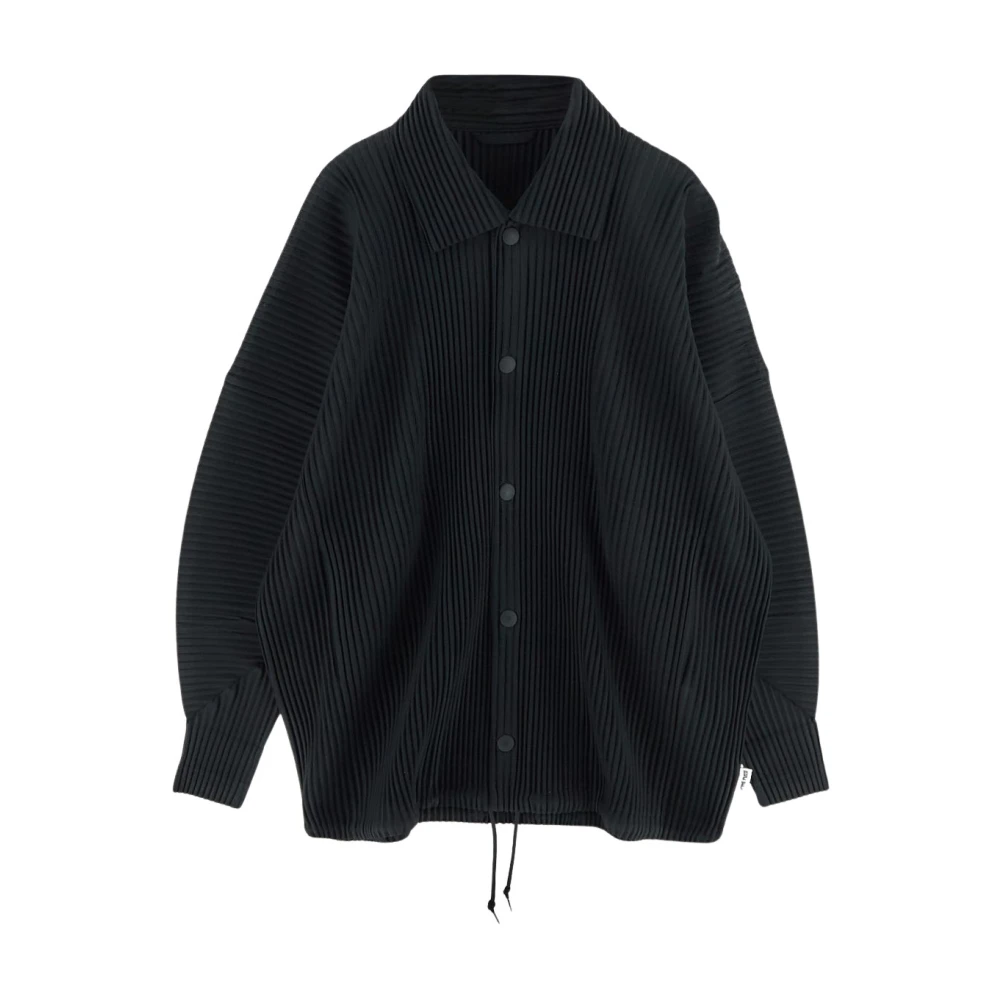 Issey Miyake Geplooide Polyesterjas Black Heren