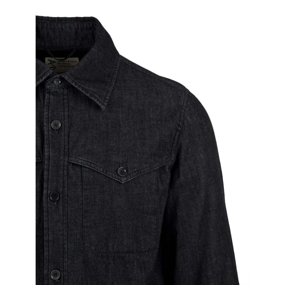 Aspesi Denim Herenshirt Ce51 G857 Blue Heren