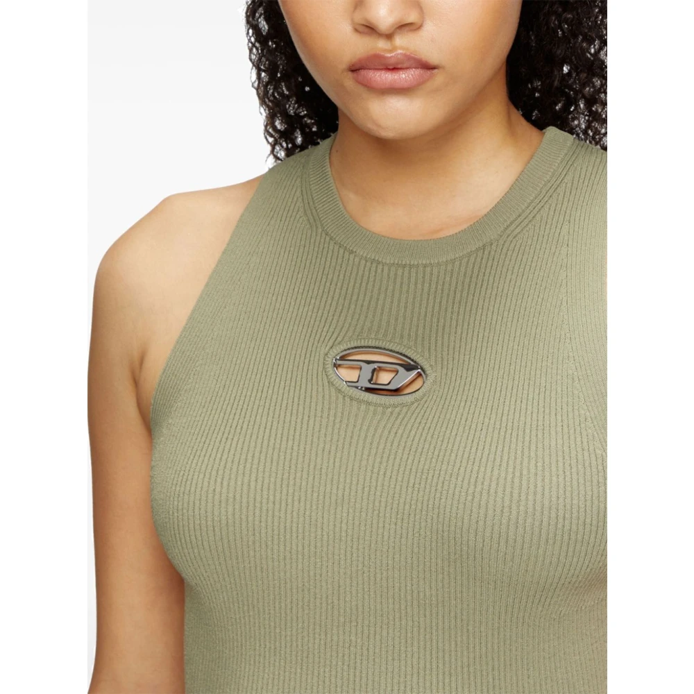Diesel Groene Geribbelde Gebreide Tanktop Green Dames