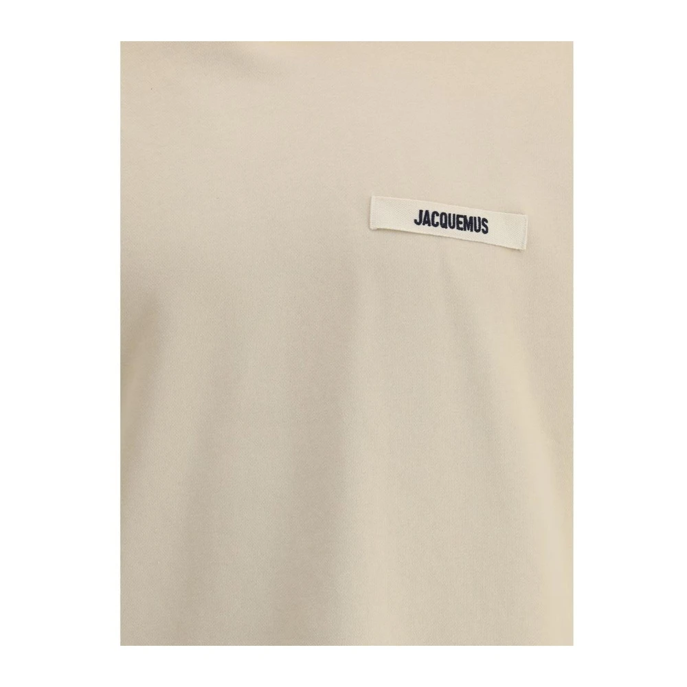 Jacquemus Monogram Patch Katoenen Hoodie Pluche Interieur Beige Heren