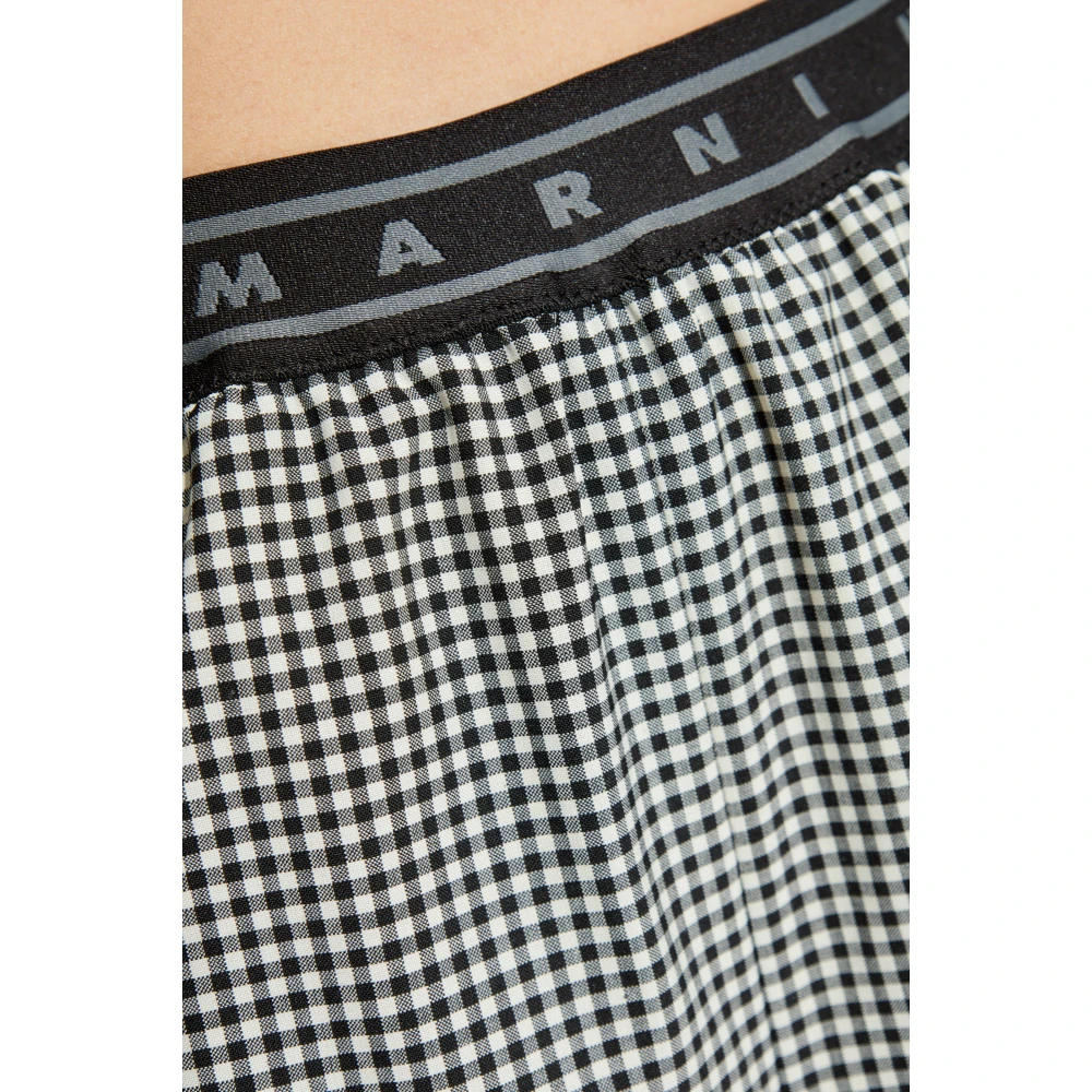Marni Wijdvallende broek met ruitpatroon Black Dames