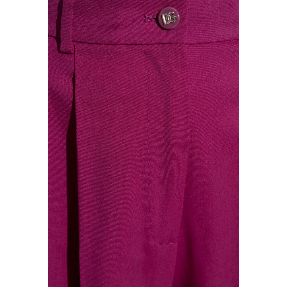 Dolce & Gabbana Wollen broek met vouw Purple Dames