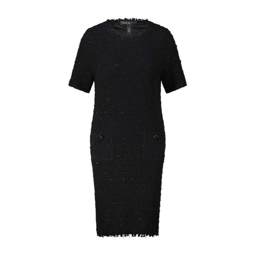 Marc Cain Tweed Jurk met Pailletten en Zakken Black Dames