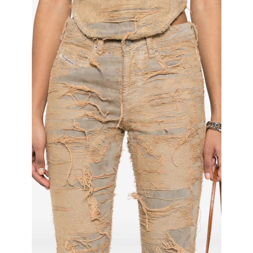 Diesel Beige Distressed Jeans met Klassieke Stijl Beige Dames