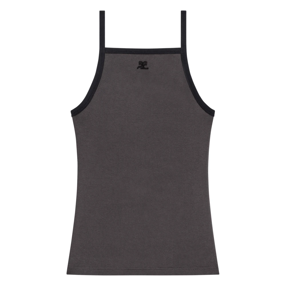 Courrèges Women's Gray Contrast Tank Top - Sleeveless Tops - L - Tops