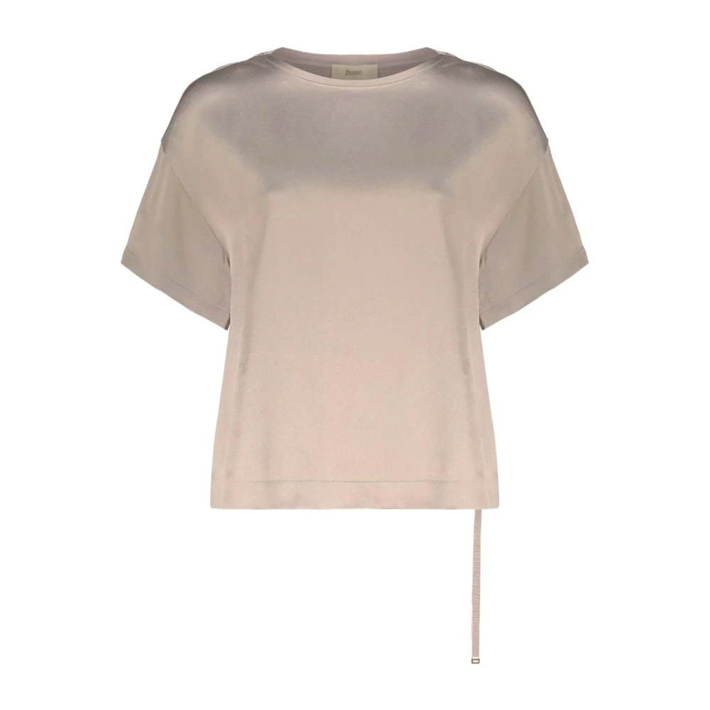 Herno Women's Beige Asymmetric Short-Sleeve Blouse