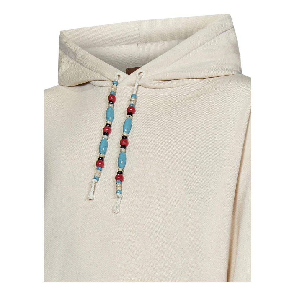 Alanui Witte Katoenen Hoodie met Kralen Detail White Heren