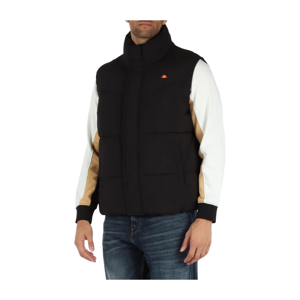 Ellesse Gewatteerd Mouwloos Jack met Voorlogo Patch Black Heren