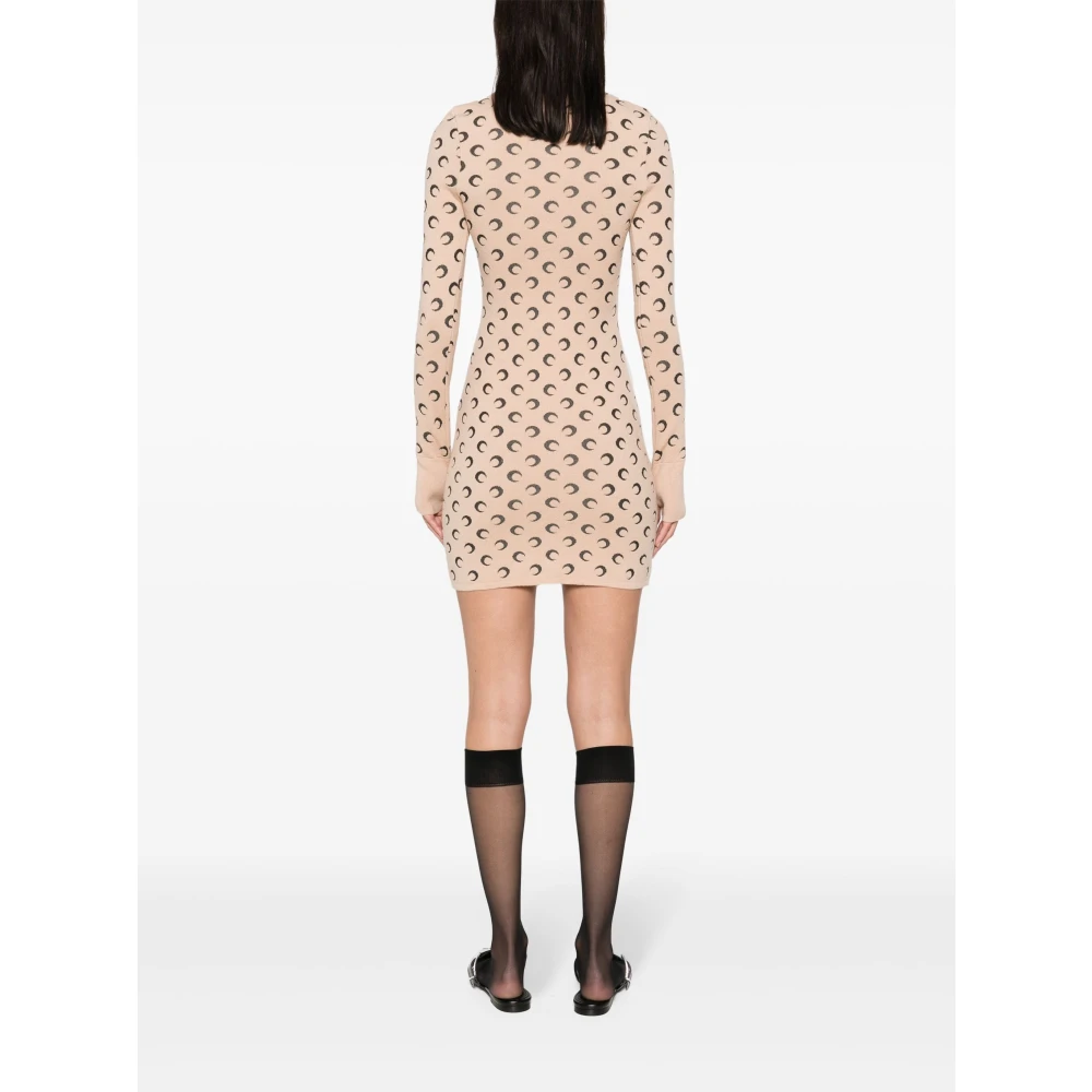 Marine Serre Maan Jacquard Beige Jurk Beige Dames