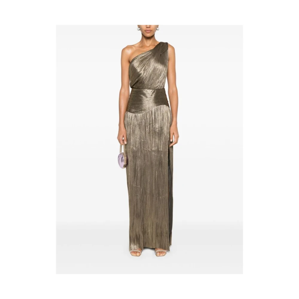 Maria Lucia Hohan Goudkleurige Zijden One-Shoulder Jurk Yellow Dames