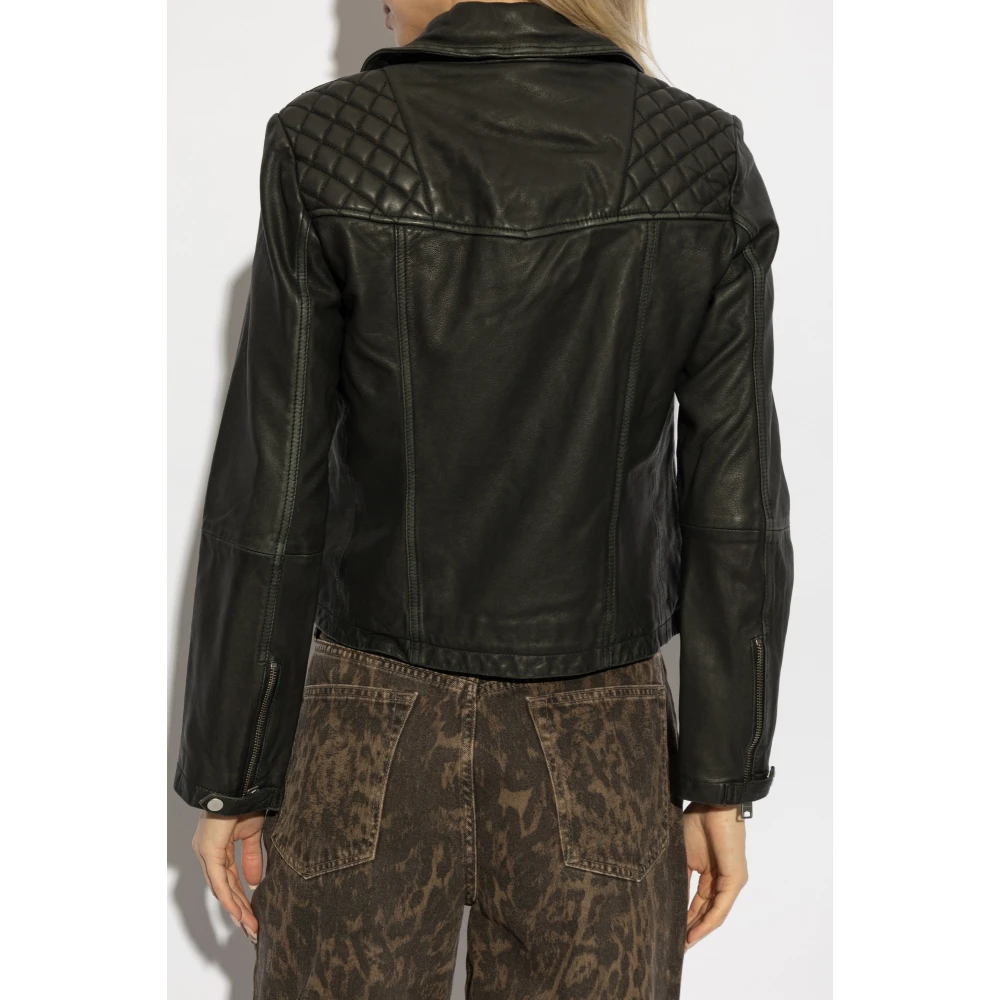 AllSaints Leren jack Cargo Black Dames