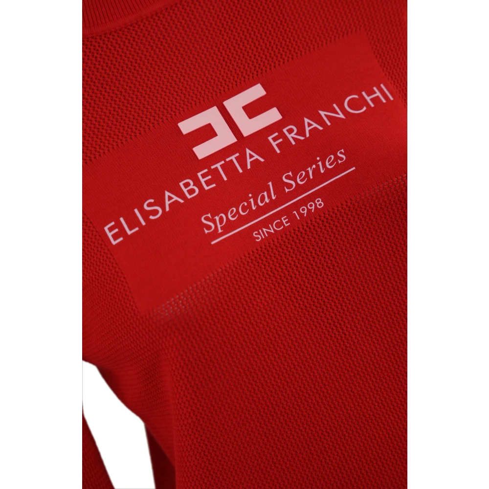 Elisabetta Franchi Rode Sweater met Logo Detail Red Dames