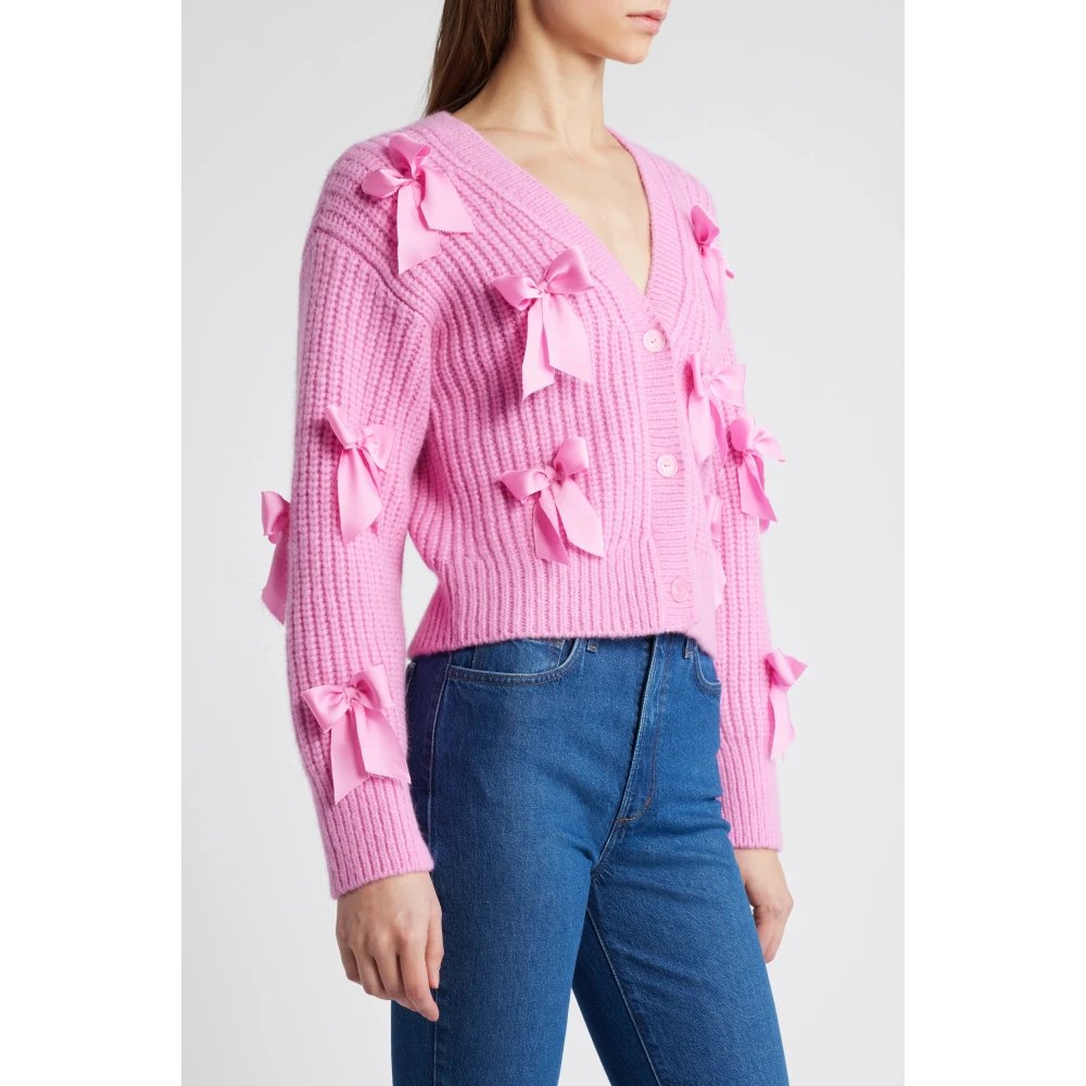 Loveshackfancy Alpaca Wool Blend Cardigan Rose Pompadour Pink Dames