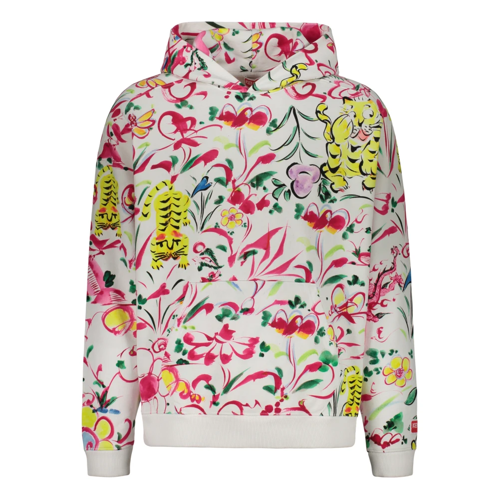 Kenzo Gedrukte katoenen hoodie met verstelbare capuchon Multicolor Heren