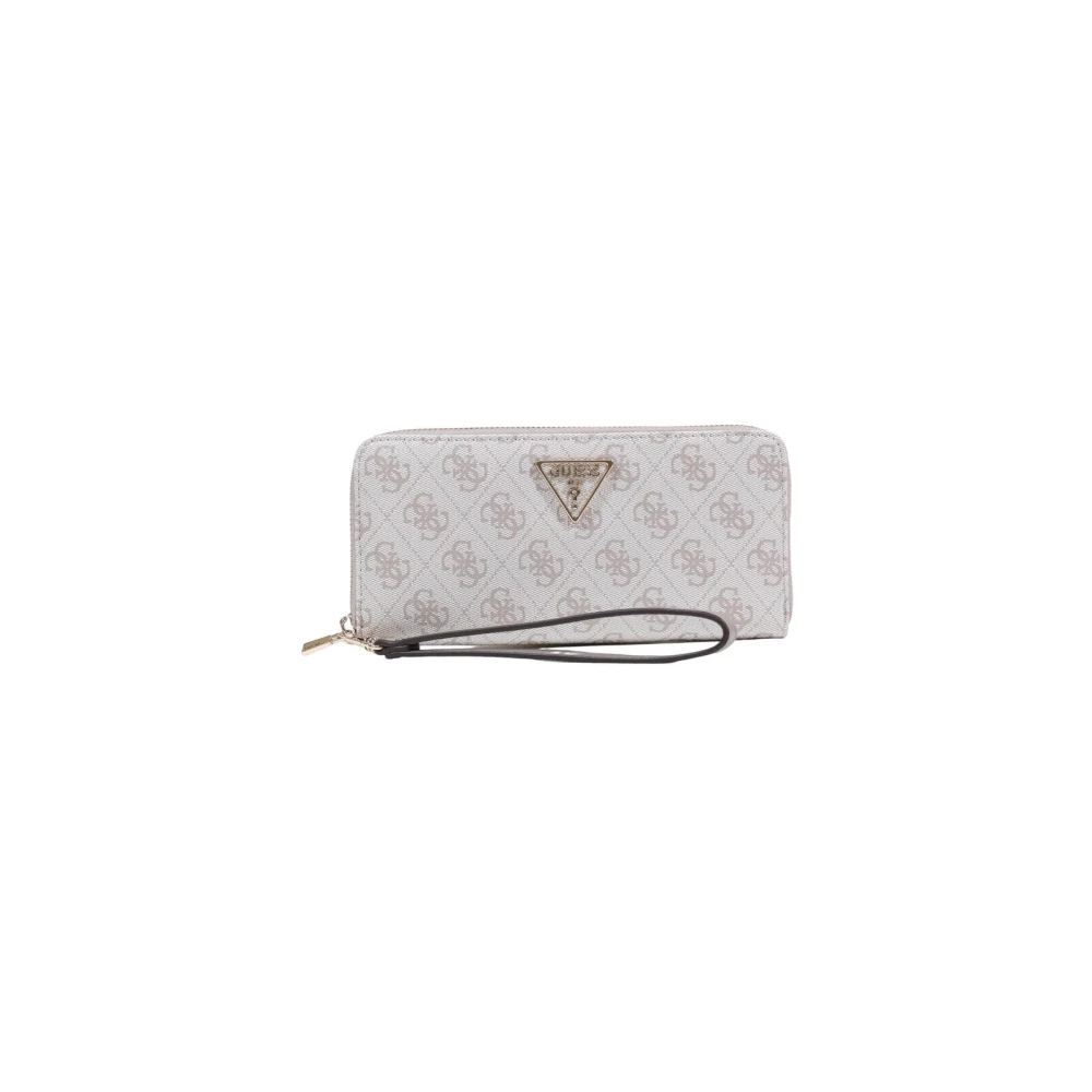 Guess Women's Beige Zip-Around Wallet With Inside Compartments