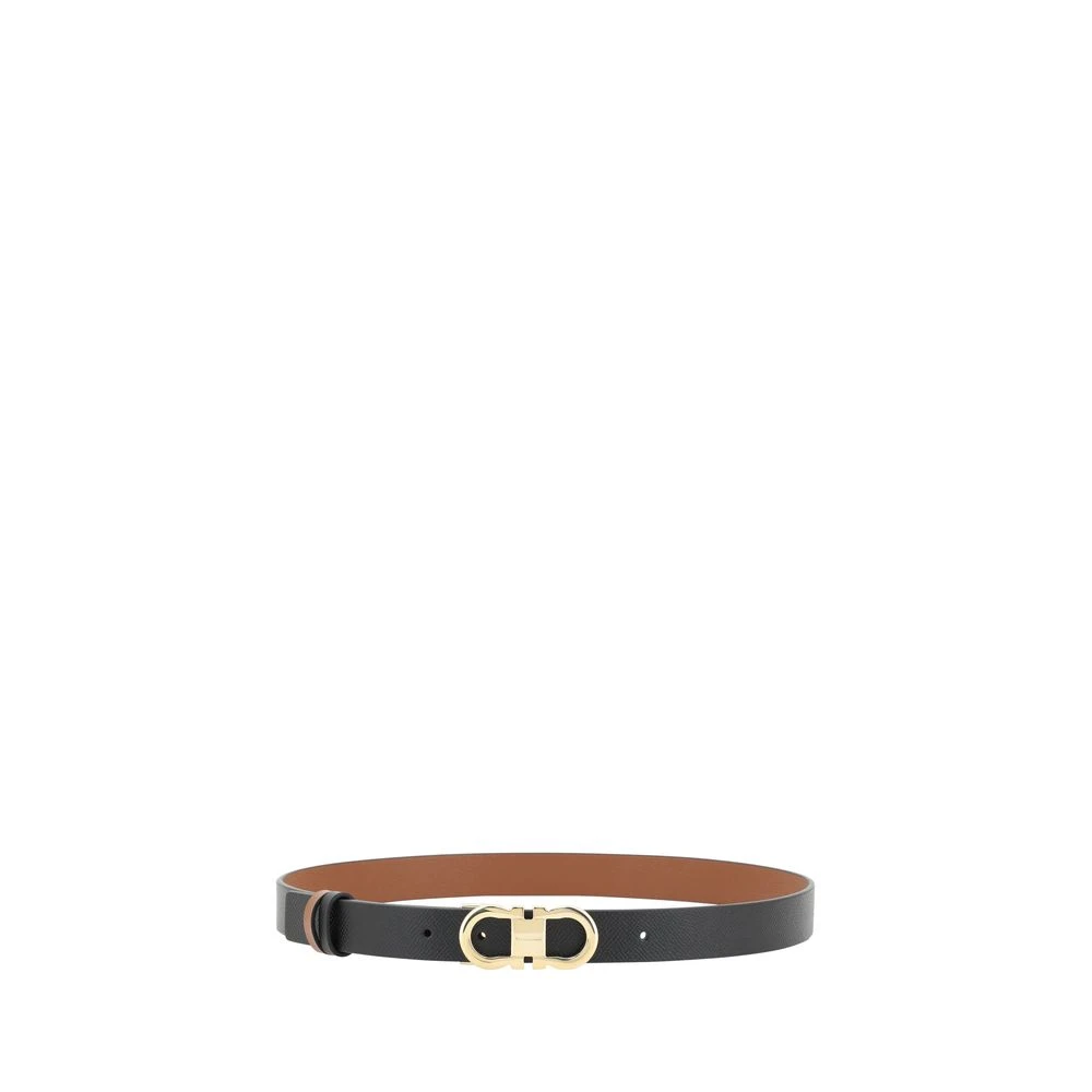 Ferragamo , Belts, Female, Black, 85 Cm, Reversible Leather Belt With Gancini Buckle