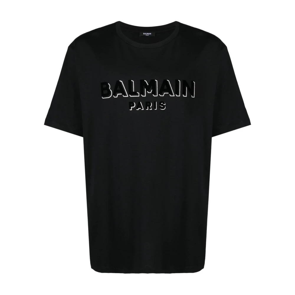 Balmain Black Flock & Foil Short Sleeve T-Shirt - Male - T-Shirts - Xl - Tops