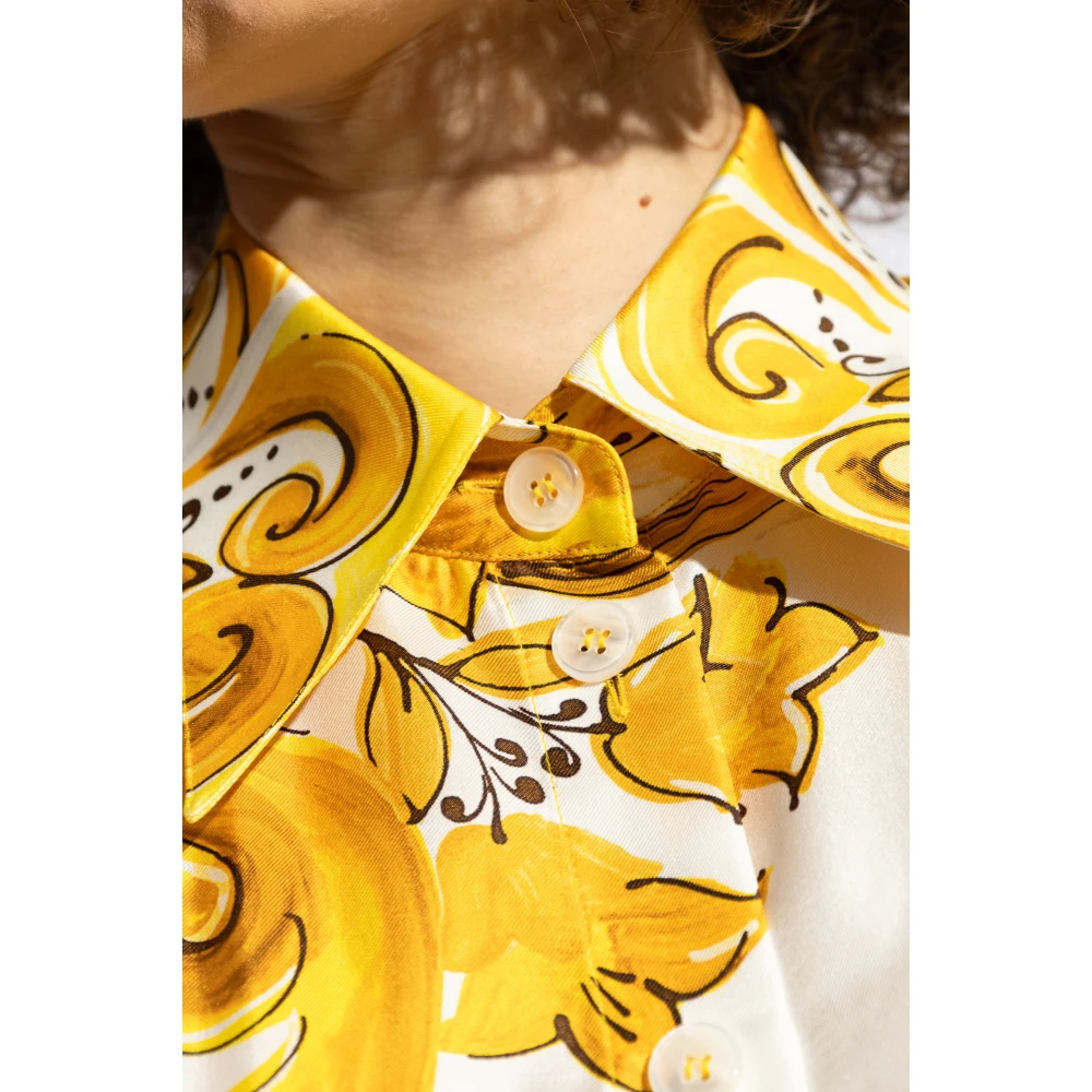 Dolce & Gabbana Shirt met 'Majolica' Print Yellow Dames