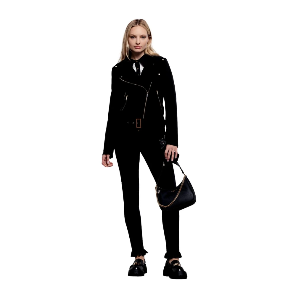 Gaëlle Paris Zwarte Schoudertas met Kettingriem Black Dames