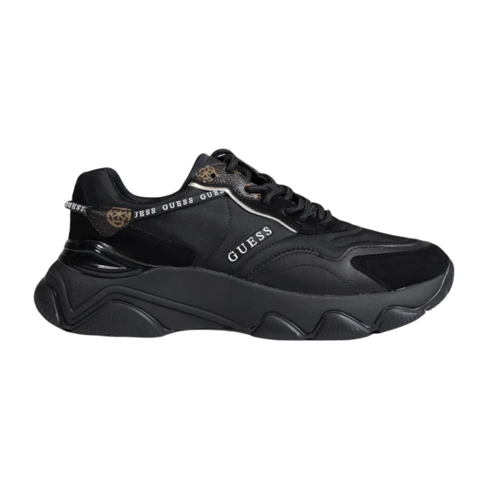 Guess Women's Black Sneakers,, Lace-Up Rubber Trainers Size 8 Uk