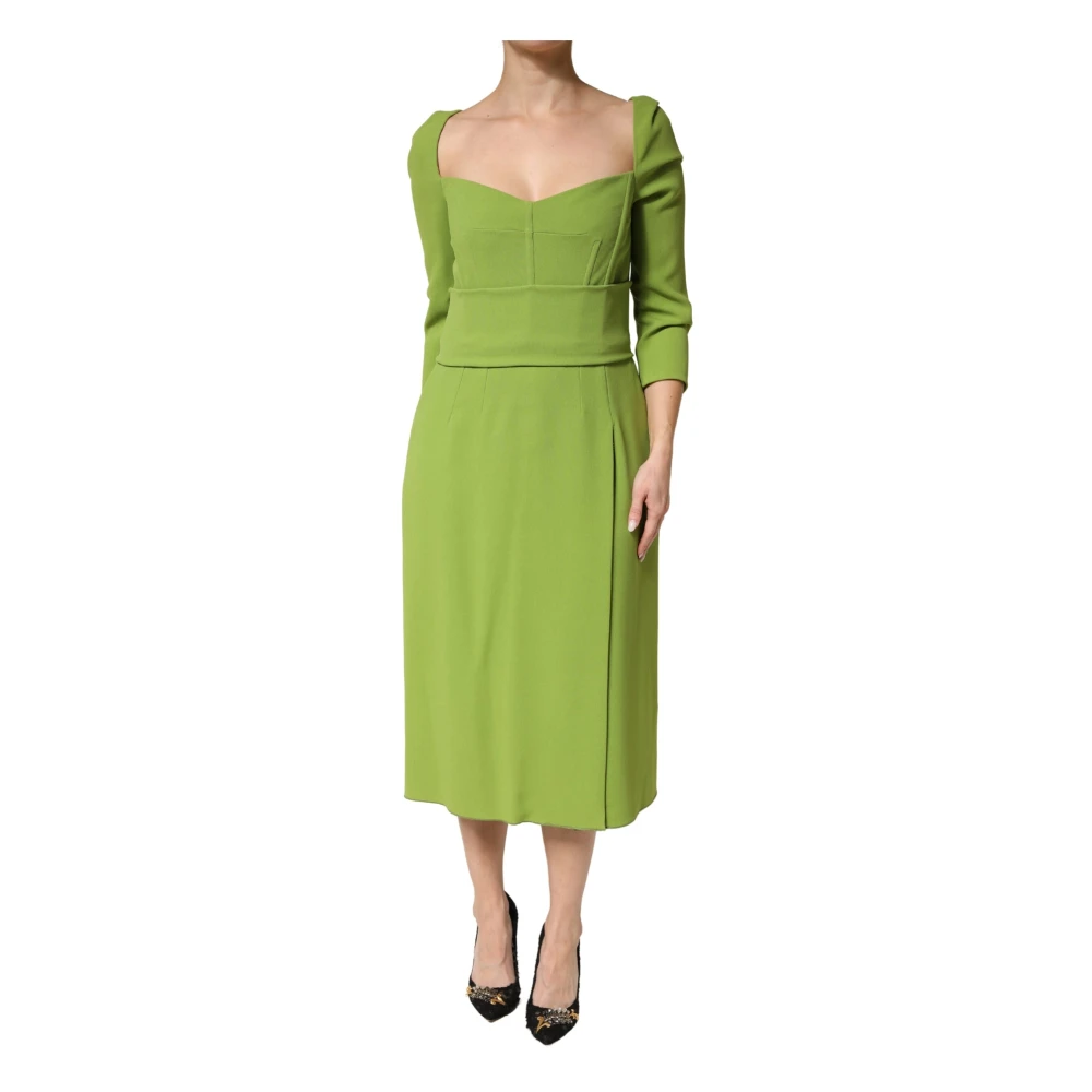 Dolce & Gabbana Women's Green Midi Dresses, Xl, Sweetheart Neckline Midi Dress