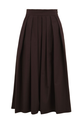 brown-flared-cotton-skirt
