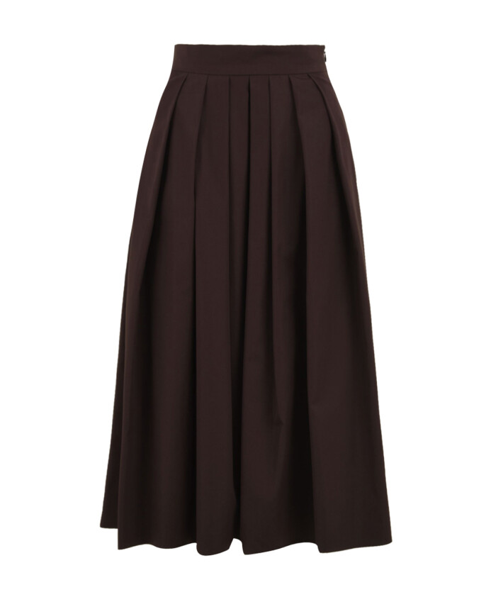jupe-evasee-en-coton-marron