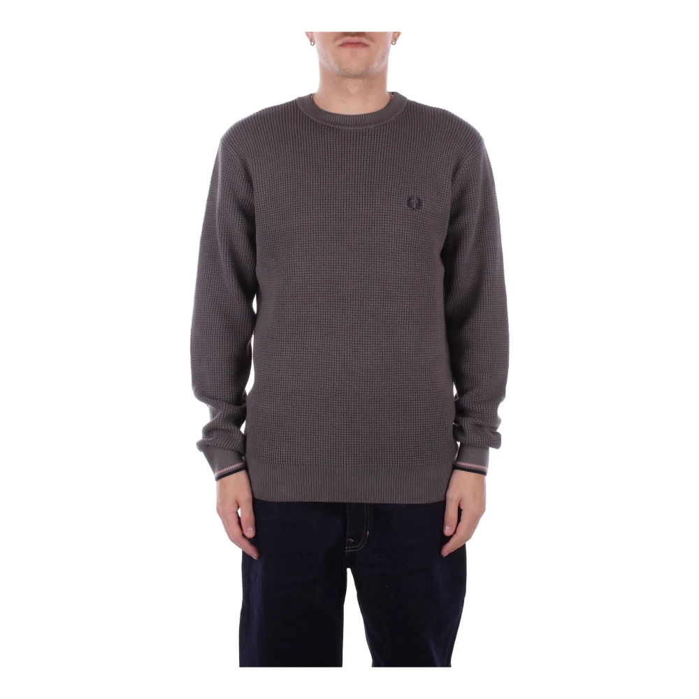 Fred Perry Groene Logo Trui Stijlvol Detail Brown Heren