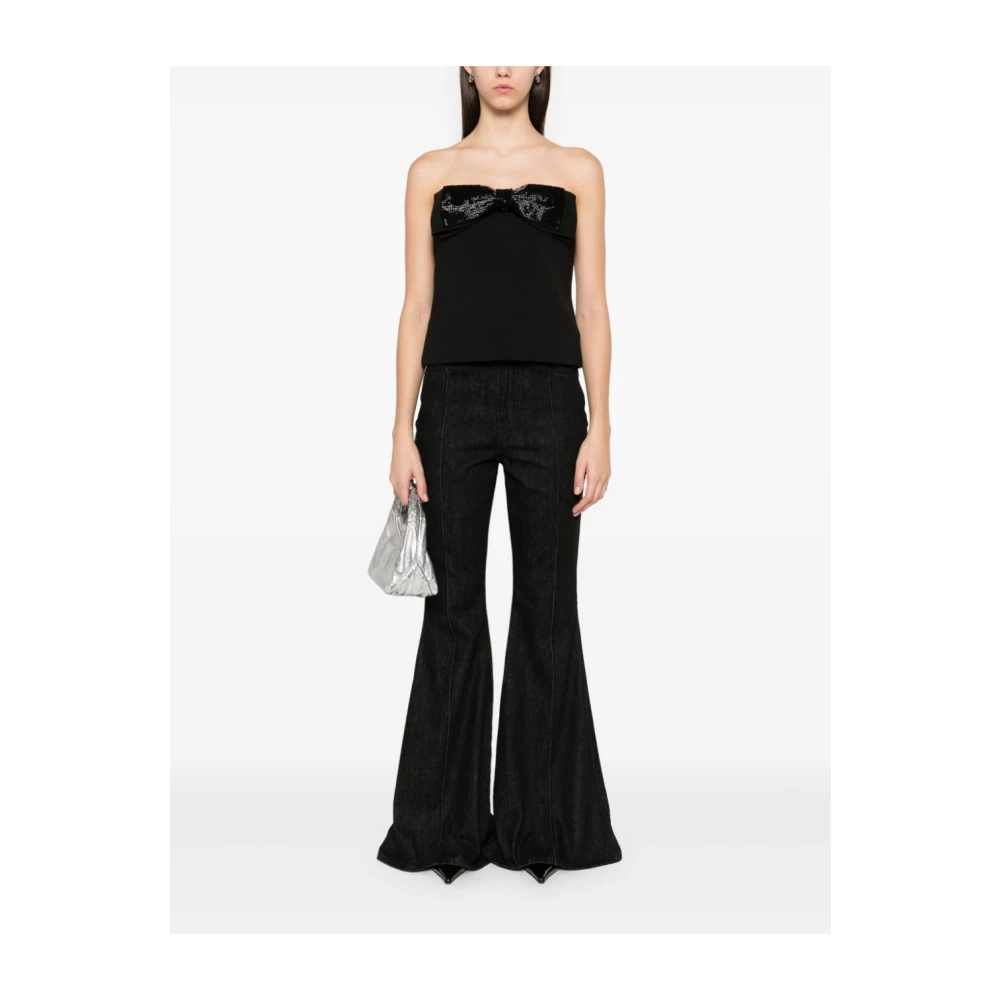 Self Portrait Beaded Bow Bandeau Top Black Dames