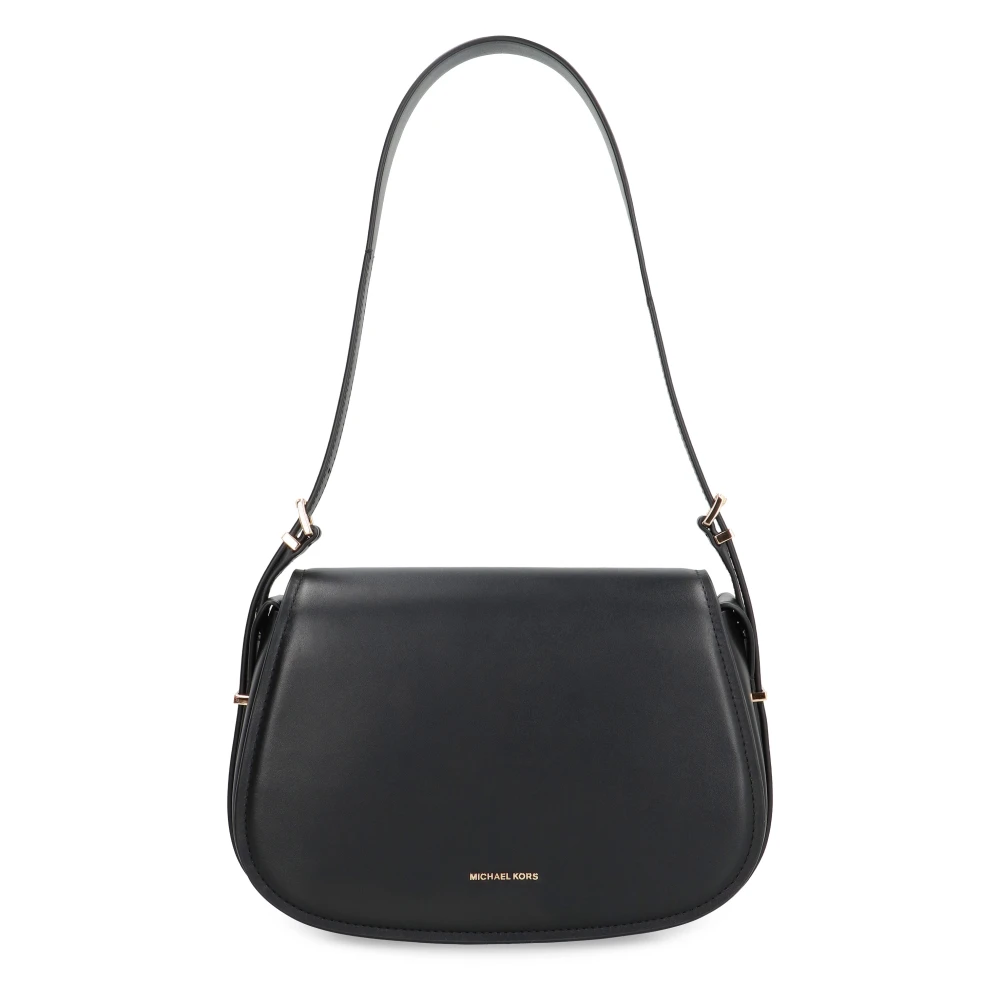 Michael Kors Leren Crossbody Tas met Magnetische Flap Black Dames