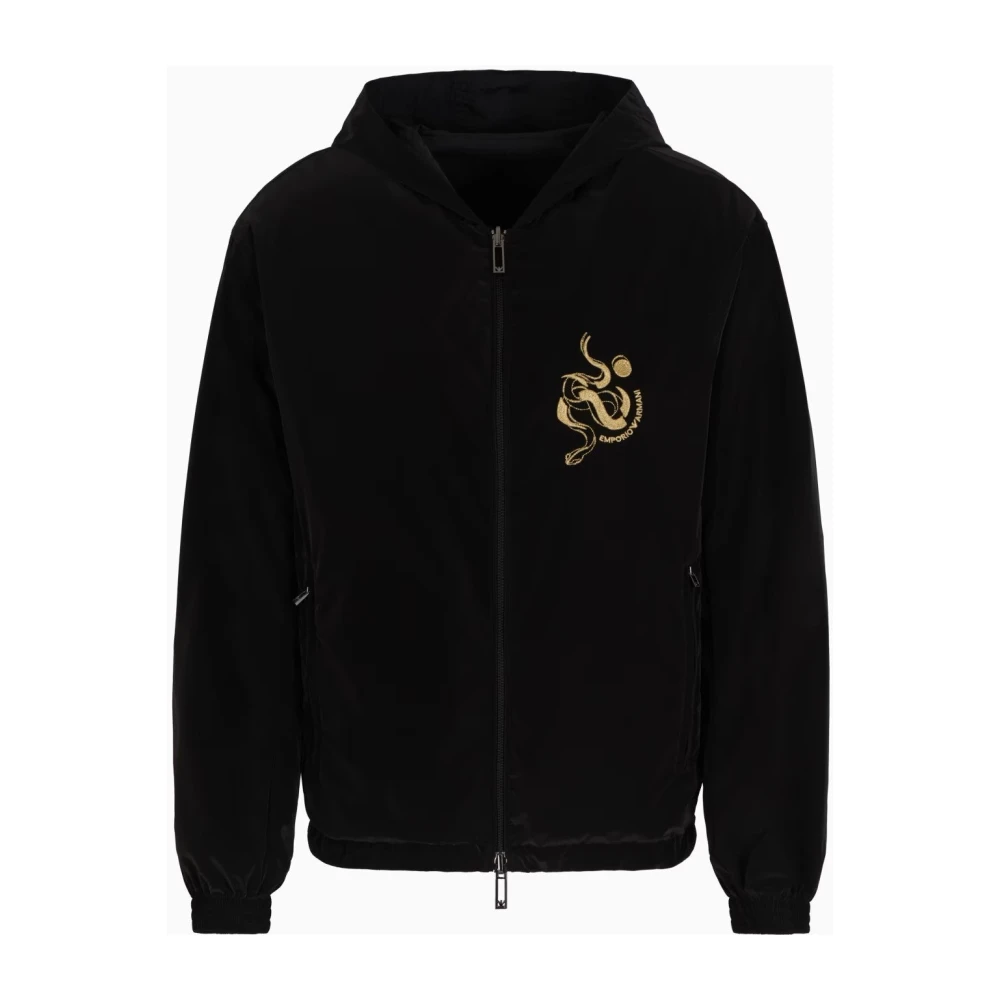 Emporio Armani Omkeerbare Zwarte Blouson Jas Black Heren
