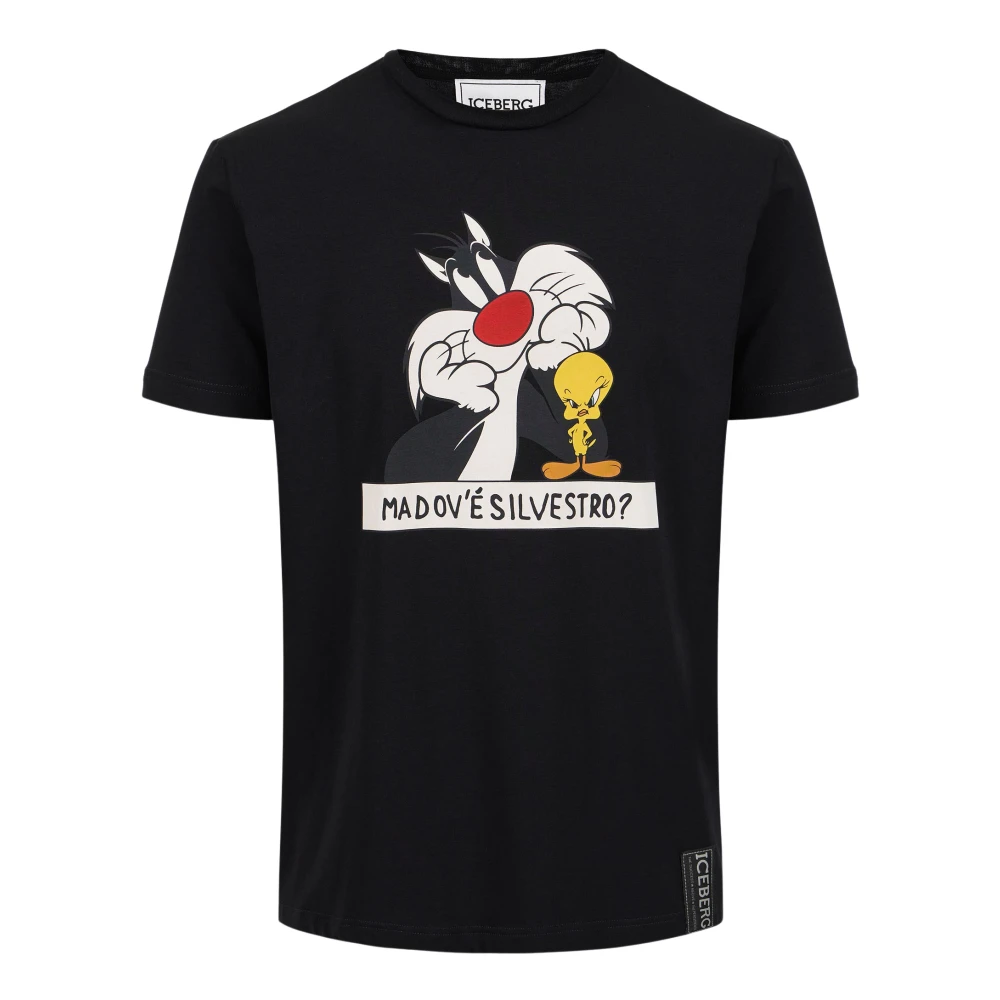 Iceberg bomull svart T-shirt med Looney Tunes-tryck Black, Herr