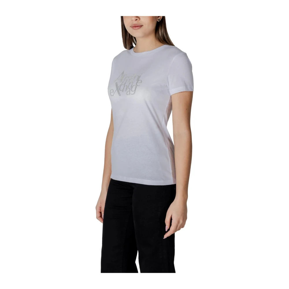 Armani Exchange Casual T-shirt met ronde hals White Dames