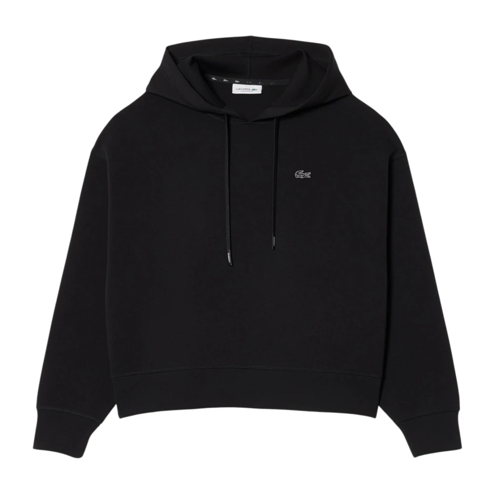 Lacoste Donna Nero - Felpa Con Cappuccio Oversize - Sweatshirts & Hoodies - Xs